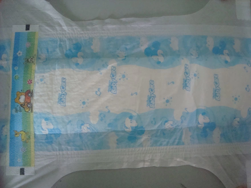 Cloth-Like Baby Diaper with Magic Tape and Blue Adl in The Middle